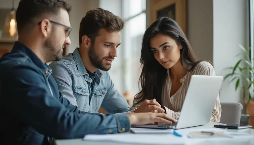 _imagen para entrada de blog con ejecutivos trabajando en marketing, solo hombres y mujeres blancas