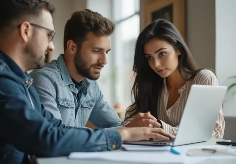 _imagen para entrada de blog con ejecutivos trabajando en marketing, solo hombres y mujeres blancas